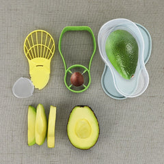 Recipient de Depozitare Avocado 5in1, Flippy, Etans, pentru Frigider, din Plastic, Dispozitiv de Taiat, Curatat, Feliat, 15x4.5x7 cm, Gri
