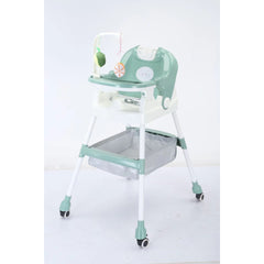 Scaun de Masa pentru Copii, Flippy, Multifunctional, Pliabil, cu Roti, Cos de Depozitare, din Plastic, Centura de Siguranta, Suport de Agatat Jucarii, 110 x 60 x 70 cm, Verde