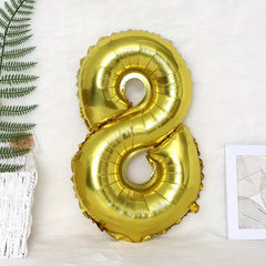 Balon din Folie Flippy, Cifra 8, 81 cm, Pentru Aer sau Heliu, Bulk, Auriu