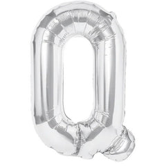 Balon Folie Metalizata Litera Q, Flippy, 80 cm, Umflati cu Heliu sau Aer, Ambalaj Individual, Pai inclus, Argintiu