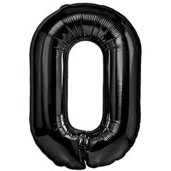 Balon din Folie Metalizata, Flippy, Figurina Cifra, Tema Aniversare 100 cm, Ambalaj Individual, Pai inclus, Umflare cu Aer sau Heliu, Negru, Cifra 0