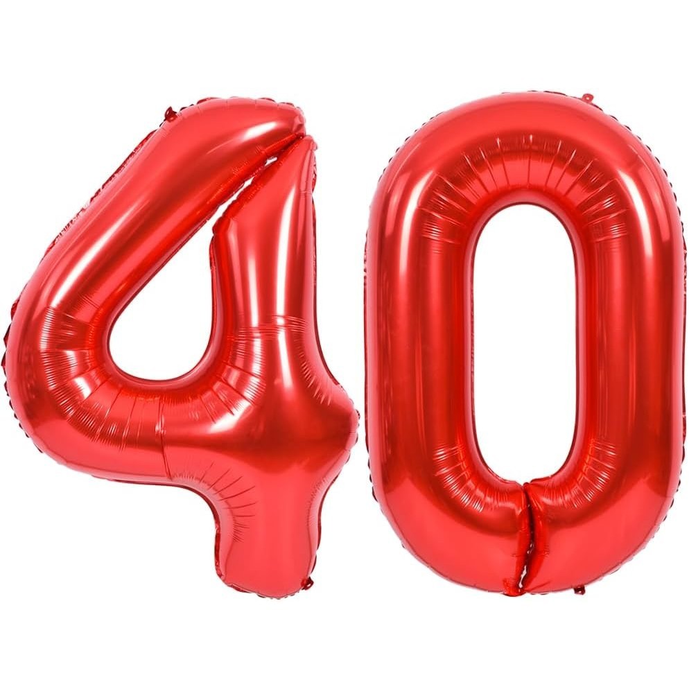 Balon din Folie Metalizata Flippy, Figurina Cifra, Tema Aniversare 100 cm, Ambalaj Individual, Pai inclus, Umflare cu Aer sau Heliu, Rosu, Cifra 4