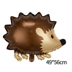 Balon din Folie Metalizata, Flippy, Figurine Animalute, Model Arici, 49x56 cm, Ambalaj Individual, Pai Inclus, Umflare cu Aer sau Heliu, Maro