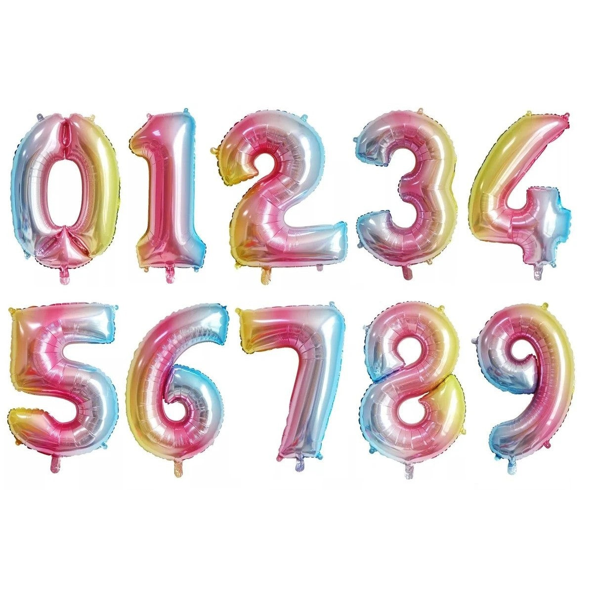 Balon din Folie Metalizata Flippy, Figurina Cifra, Tema Aniversare 40 cm, Ambalaj Individual, Pai inclus, Umflare cu Aer sau Heliu, Multicolor, Cifra 8