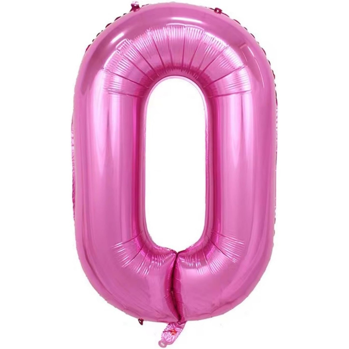 Balon din Folie Metalizata Flippy, Figurina Cifra si Coroana, Tema Aniversare 100 cm, Ambalaj Individual, Pai inclus, Umflare cu Aer sau Heliu, Roz, Cifra 0