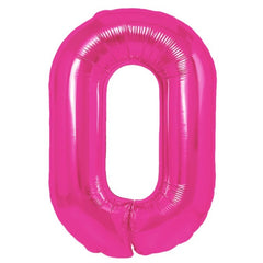 Balon din Folie Metalizata Flippy, Figurina Cifra, Tema Aniversare 40 cm, Ambalaj Individual, Pai inclus, Umflare cu Aer sau Heliu, Roz, Cifra 0