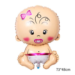 Balon din Folie Metalizata, Flippy, Figurina Fetita, Tema Botez, 73x48 cm,  Ambalaj Individual, Pai Inclus, Umflare cu Aer sau Heliu, Roz