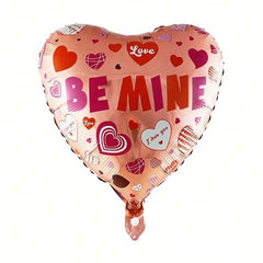 Balon din Folie Metalizata, Flippy, Figurina Inimioara, Model BE MINE, Tematica Iubire, 45 cm, Ambalaj Individual, Pai Inclus, Umflare cu Aer sau Heliu, Rosu