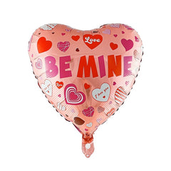 Balon din Folie Metalizata, Flippy, Figurina Inimioara, Model BE MINE, Tematica Iubire, 45 cm, Ambalaj Individual, Pai Inclus, Umflare cu Aer sau Heliu, Rosu