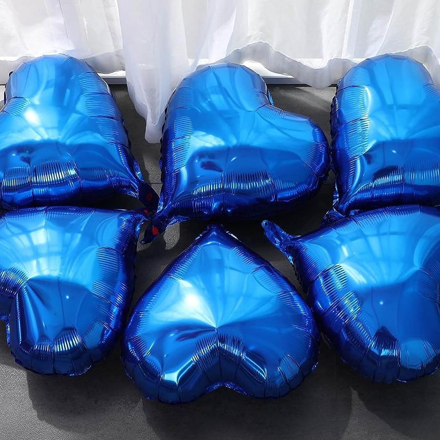 Balon din Folie Metalizata, Flippy, Figurina Inimioara, Model Simplu, Tematica Iubire, 40 cm, Ambalaj Individual, Pai Inclus, Umflare cu Aer sau Heliu, Albastru