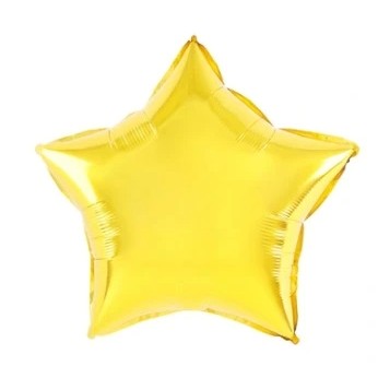 Balon din Folie Metalizata, Flippy, Figurina Stea, Model Simplu, Tematica Aniversare, 40 cm, Ambalaj Individual, Pai Inclus, Umflare cu Aer sau Heliu, Auriu