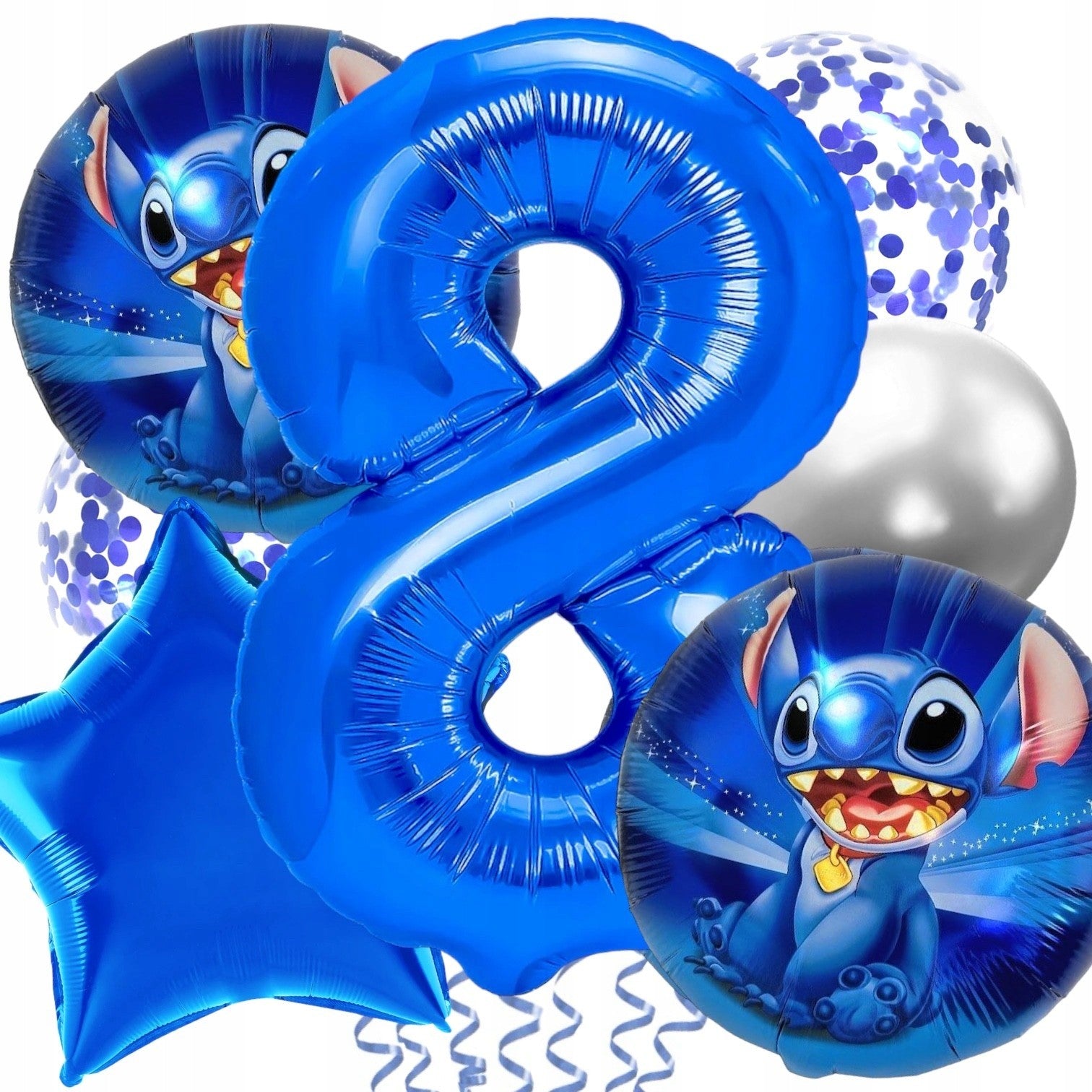 Balon din Folie Metalizata, Flippy, Figurina Stea, Model Simplu, Tematica Aniversare, 40 cm, Ambalaj Individual, Pai Inclus, Umflare cu Aer sau Heliu, Albastru