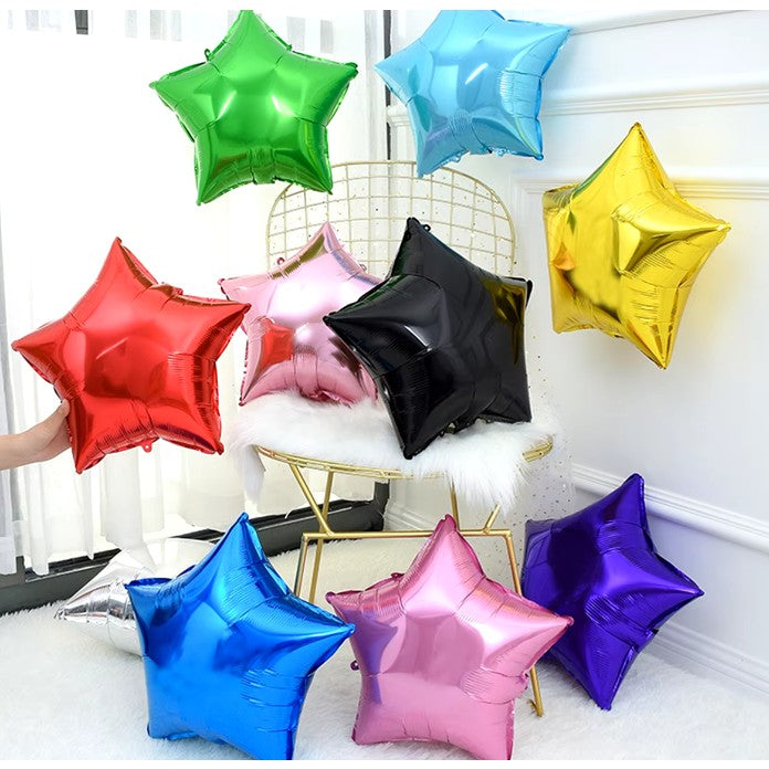Balon din Folie Metalizata, Flippy, Figurina Stea, Model Simplu, Tematica Aniversare, 40 cm, Ambalaj Individual, Pai Inclus, Umflare cu Aer sau Heliu, Albastru