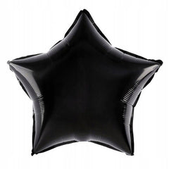 Balon din Folie Metalizata, Flippy, Figurina Stea, Model Simplu, Tematica Aniversare, 40 cm, Ambalaj Individual, Pai Inclus, Umflare cu Aer sau Heliu, Negru