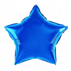 Balon din Folie Metalizata, Flippy, Figurina Stea, Model Simplu, Tematica Aniversare, 40 cm, Ambalaj Individual, Pai Inclus, Umflare cu Aer sau Heliu, Albastru