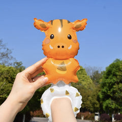 Balon din Folie Metalizata, Flippy, Figurine Animalute, Tip Bratara, Model Mistret, Ambalaj Individual, Pai Inclus, Umflare cu Aer sau Heliu, Portocaliu