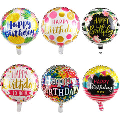 Balon din Folie Metalizata, Flippy, Figurine, Model 4, Happy Birthday, Tematica Aniversare, 45 cm, Ambalaj Individual, Pai Inclus, Umflare cu Aer sau Heliu, Multicolor