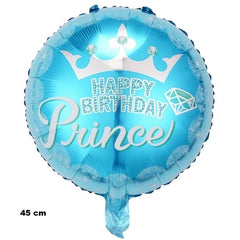 Balon din Folie Metalizata, Flippy, Figurine, Model Prince, Happy Birthday, Tematica Aniversare, 45 cm, Ambalaj Individual, Pai Inclus, Umflare cu Aer sau Heliu, Multicolor