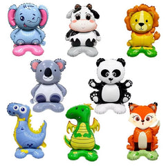 Balon din Folie Metalizata, Flippy, Mini Figurine Animalute, Model Koala, Tematica Aniversare, 38x58 cm, Ambalaj Individual, Pai Inclus, Umflare cu Aer sau Heliu, Multicolor