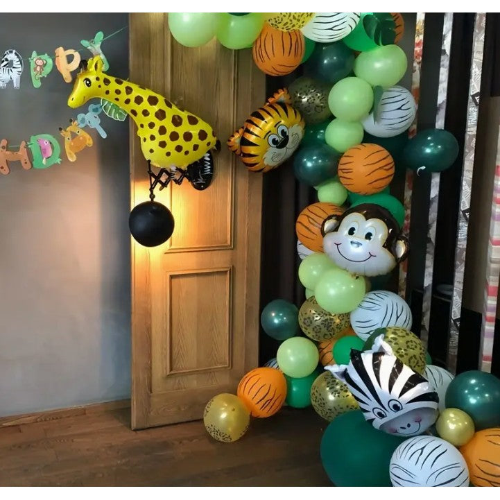 Balon din Folie Metalizata, Flippy, Mini Figurine Animalute, Model Maimutica, Tematica Aniversare, 42x42 cm, Ambalaj Individual, Pai Inclus, Umflare cu Aer sau Heliu, Multicolor