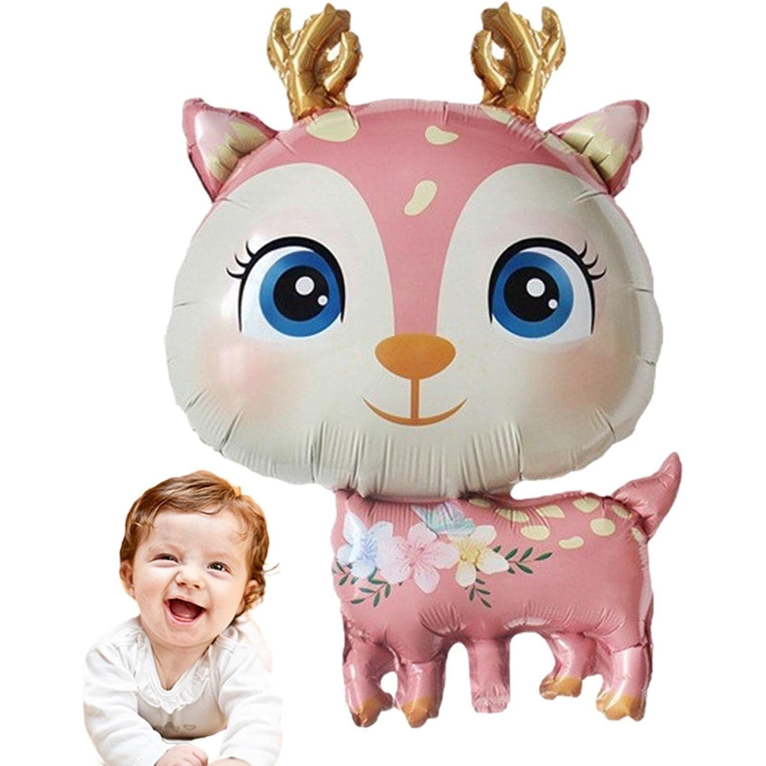 Balon din Folie Metalizata, Flippy, Mini Figurine, Model Cerb, Tematica Aniversare, 49x74.5 cm, Ambalaj Individual, Pai Inclus, Umflare cu Aer sau Heliu, Roz