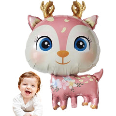 Balon din Folie Metalizata, Flippy, Mini Figurine, Model Cerb, Tematica Aniversare, 49x74.5 cm, Ambalaj Individual, Pai Inclus, Umflare cu Aer sau Heliu, Roz
