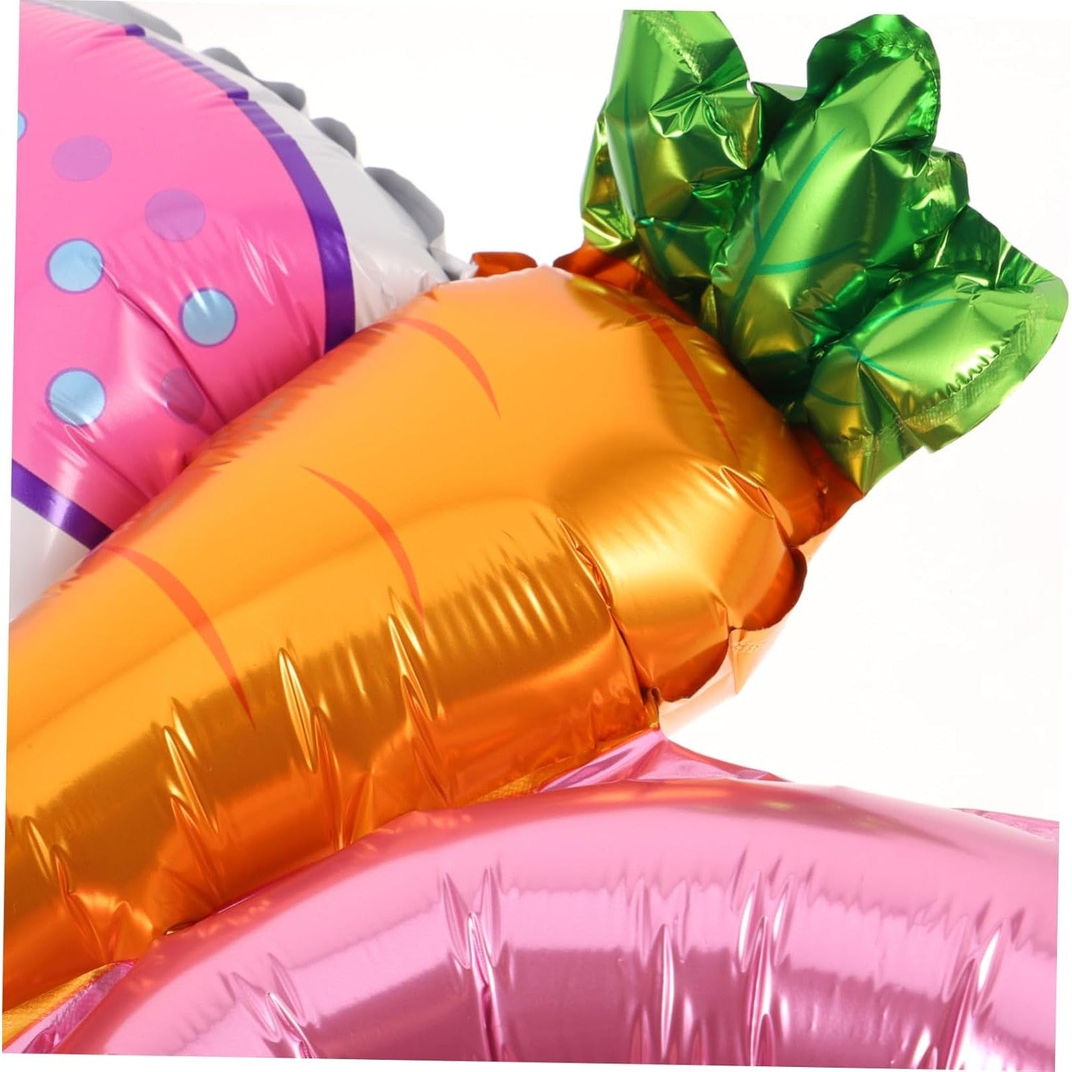 Balon din Folie Metalizata, Flippy, Tip Coronita cu Urechi, Model Morcov, Ambalaj Individual, Pai Inclus, Umflare cu Aer sau Heliu, 43 x 40 cm, Roz
