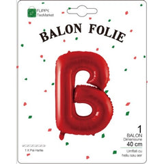 Balon Folie Metalizata Litera B, Flippy, 40 cm, Umflati cu Heliu sau Aer, Ambalaj Individual, Pai inclus, Rosu
