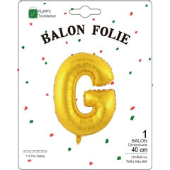 Balon Folie Metalizata Litera G, Flippy, 40 cm, Umflati cu Heliu sau Aer, Ambalaj Individual, Pai inclus, Auriu