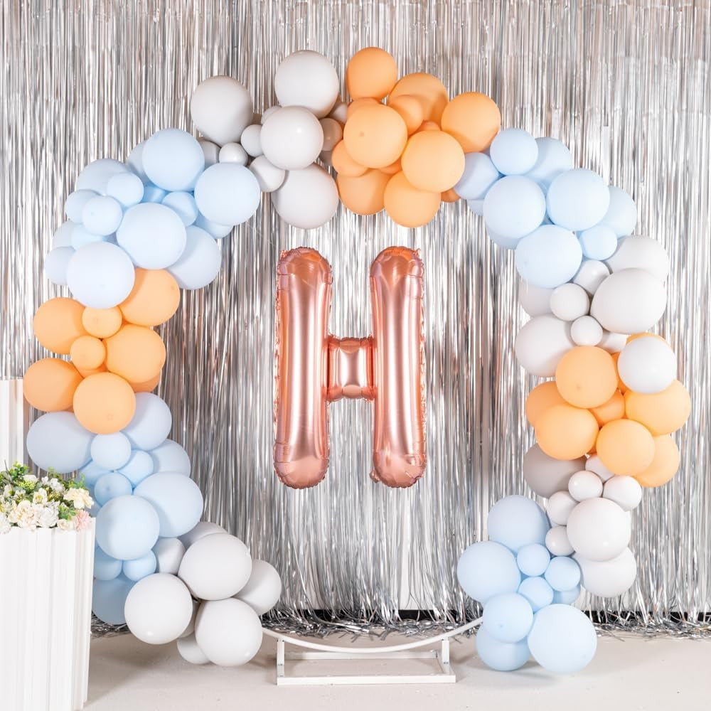 Balon Folie Metalizata Litera H, Flippy, 100 cm, Umflati cu Heliu sau Aer, Ambalaj Individual, Pai inclus, Rose Gold