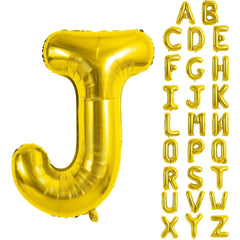 Balon Folie Metalizata Litera J, Flippy, 40 cm, Umflati cu Heliu sau Aer, Ambalaj Individual, Pai inclus, Auriu