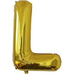 Balon Folie Metalizata Litera L, Flippy, 80 cm, Umflati cu Heliu sau Aer, Ambalaj Individual, Pai inclus, Auriu