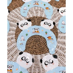 Balon din Folie Metalizata, Flippy, Tip Coronita cu Urechi, Model Panda Mirat, Ambalaj Individual, Pai Inclus, Umflare cu Aer sau Heliu, 30 x 27 cm, Bleu