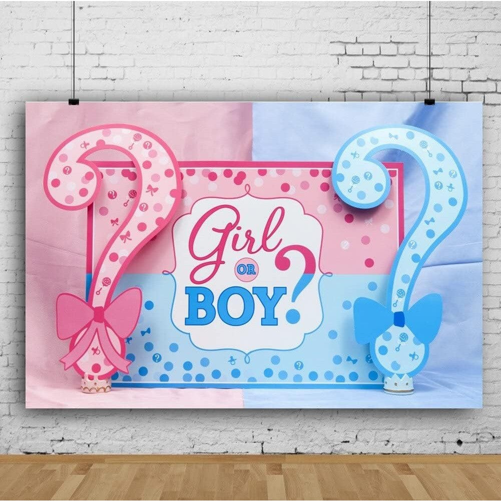 Banner pentru Petrecere, Flippy, Model Girl or Boy, Tematica Gender Reveal, 150 x 100 cm, Albastru Roz