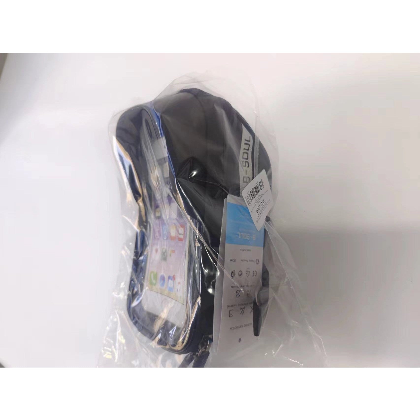 Borseta bicicleta impermeabila cu husa pentru telefon Flippy, montare pe ghidon, compatibila cu telefoane de pana la 16 cm, spatiu depozitare, 18.5x9.5 cm, negru