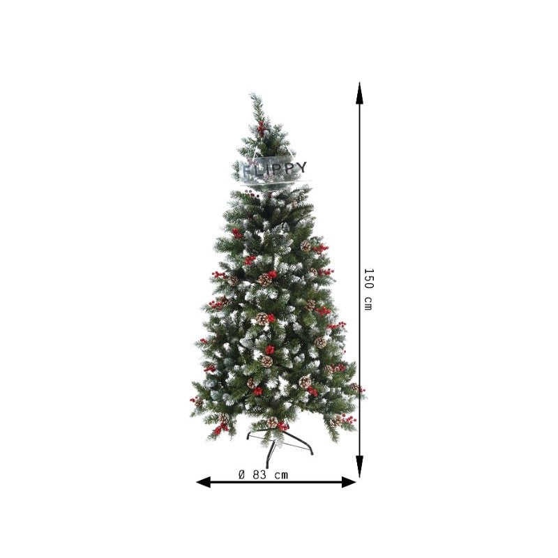 Brad Artificial de Craciun, Flippy, Sectionat pentru Perete/ Colt, 1.50 m inaltime, Verde, Decorat, Diametru Inferior 83 cm, Interior/ Exterior