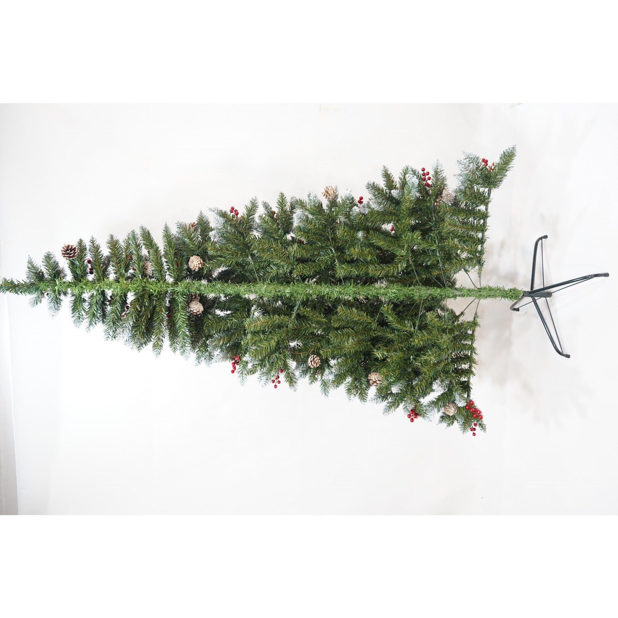 Brad Artificial de Craciun, Flippy, Sectionat pentru Perete/ Colt, 1.80 m inaltime, Verde, Decorat, Diametru Inferior 95 cm, Interior/ Exterior