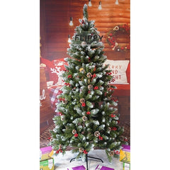 Brad Artificial de Craciun, Flippy, Sectionat pentru Perete/ Colt, 1.80 m inaltime, Verde, Decorat, Diametru Inferior 95 cm, Interior/ Exterior