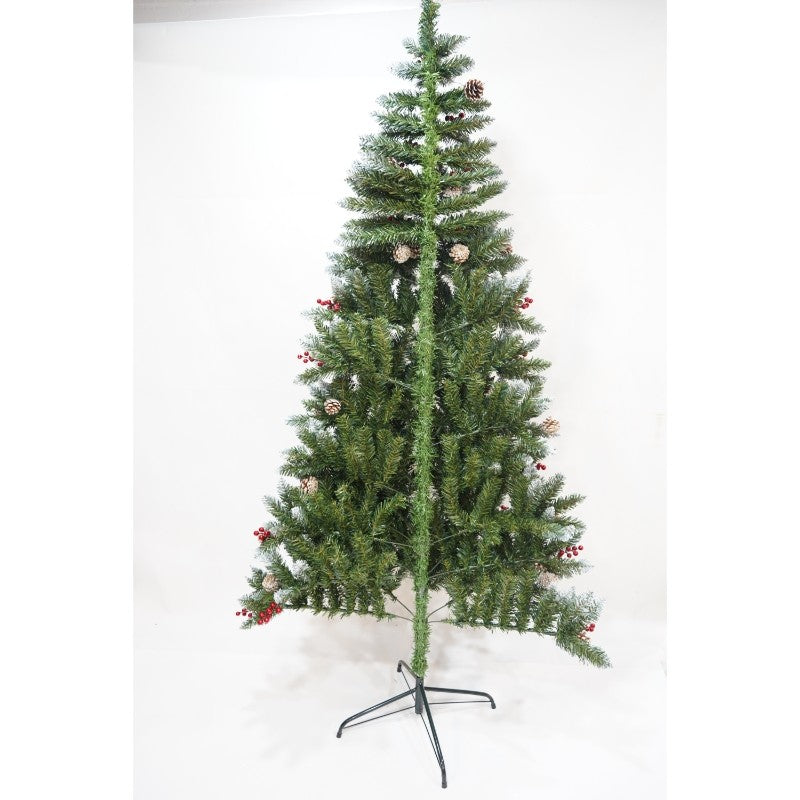 Brad Artificial de Craciun, Flippy, Sectionat pentru Perete/ Colt, 1.80 m inaltime, Verde, Decorat, Diametru Inferior 95 cm, Interior/ Exterior