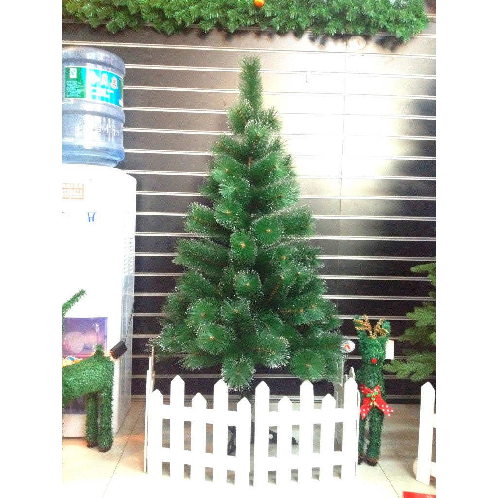 Brad artificial de Craciun tip pin, clasic, pentru interior/exterior, inaltime 90 cm, Flippy, verde, suport de plastic inclus
