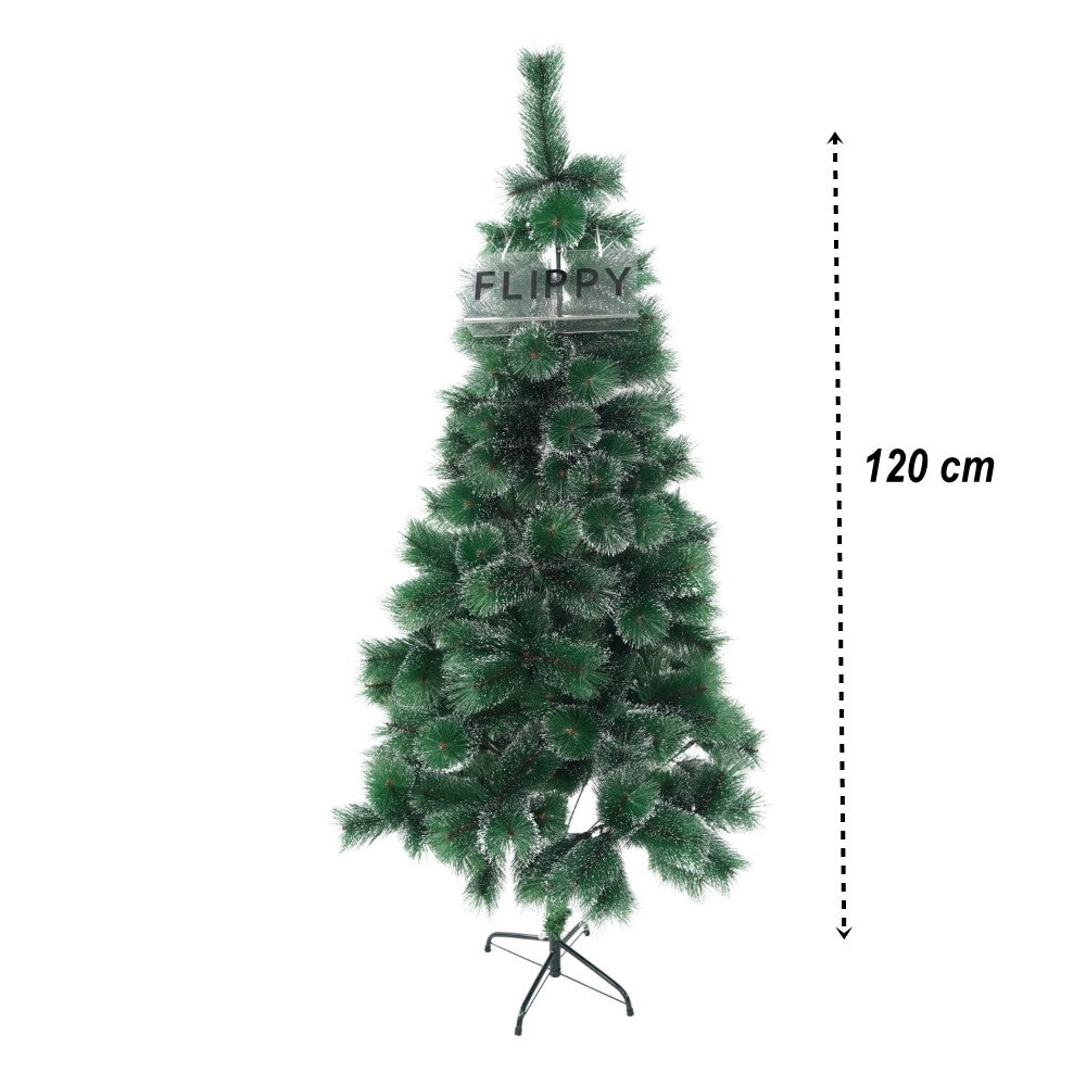 Brad artificial de Craciun tip pin nins, pentru interior/exterior, inaltime 120 cm, Flippy, verde, suport metalic inclus