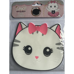Suport pentru Pahar, Flippy, Model Pisicuta, din PVC, 15.5 x 15.5 cm, Rezistent la Caldura, Alb/Roz