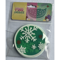 Suport pentru Pahar, Flippy, Model Fulg de Nea, din PVC, 10 cm, Rezistent la Caldura, Verde