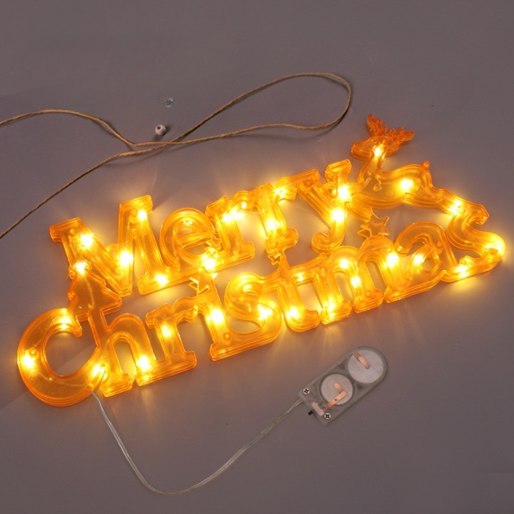 Instalatie LED de Craciun, Flippy, Litere 3D, Merry Christmas, Lumina Calda, 27.5 x 10.5 x 1.4 cm, Galben