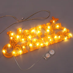Instalatie LED de Craciun, Flippy, Litere 3D, Merry Christmas, Lumina Calda, 27.5 x 10.5 x 1.4 cm, Galben
