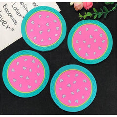 Suport pentru Pahar, Flippy, Model Pepene, din PVC, 10 cm, Rezistent la Caldura, Verde/Roz