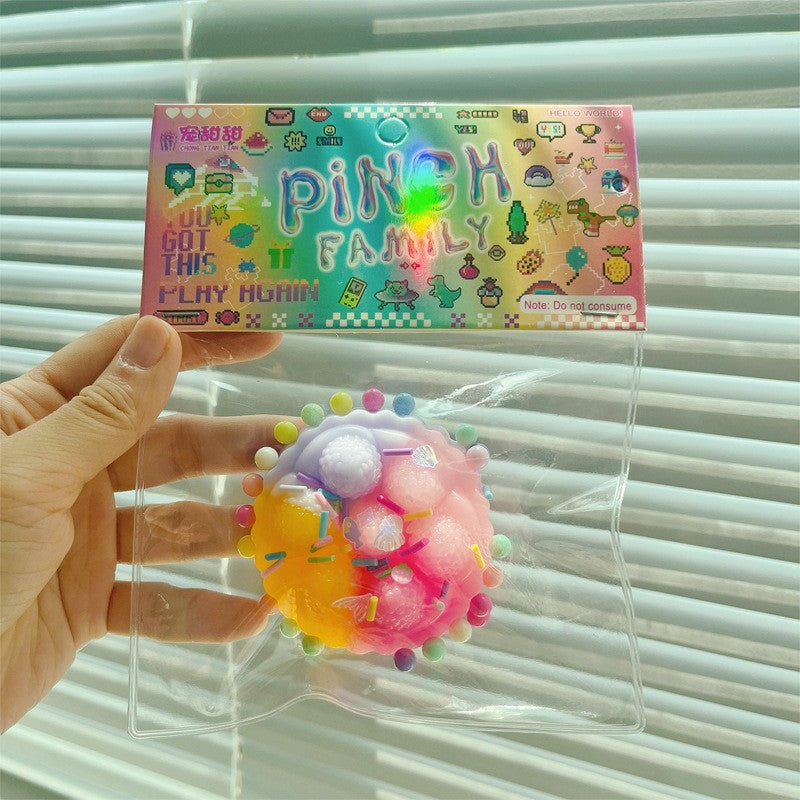 Jucarie Antistres Squishy, Flippy, cu Revenire Lenta, Squeeze Pinch Family, Model Prajiturica, 6x6 cm, 60g, Ambalaj Transparent, Multicolor
