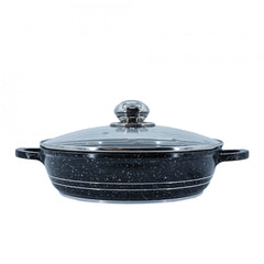 Cratita din aluminiu cu interior marmorat si capac din sticla termorezistenta, Blaumann BL 103-24M