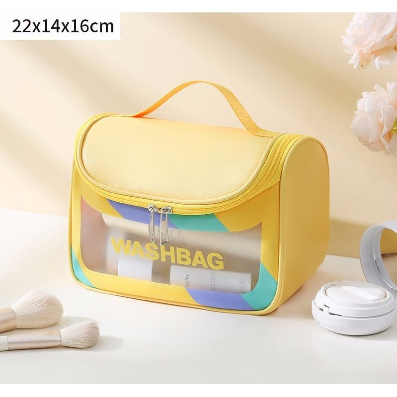 Geanta Cosmetice de Voiaj Flippy, Impermeabila, Translucida Mata, 22 x 16 x 14 cm, Galben