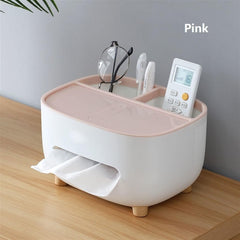 Suport pentru Servetele, Flippy, Cutie Multifunctionala, Design Minimalist, ABS, cu Suport pentru Obiectele Personale, pentru Birou, 21x12x12 cm, Roz